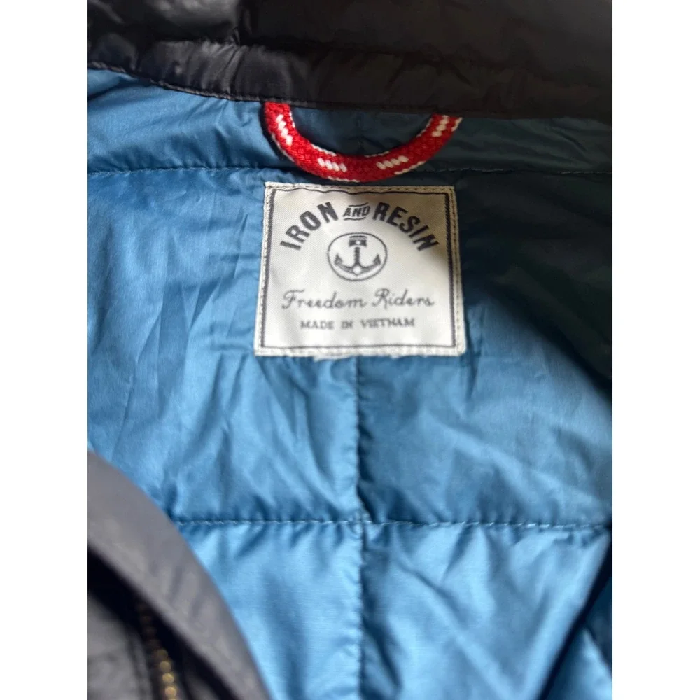 Iron and Resin Freedom Riders Quilted Vest Gray Puffer Full Zip Mens Medium